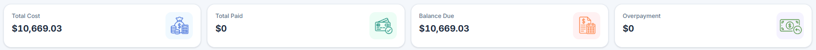 Actual Dealer Portal vehicle finance summary