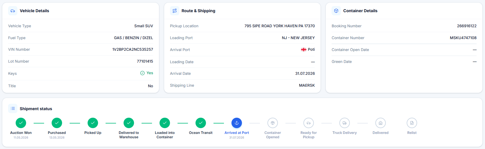 Overview — dealer vehicle record interface preview.